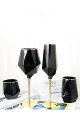 Pure Black Crystal Golden Edge Wine Glass Goblet Light Luxury Irregular Model Room Special Champagne Cup Whiskey Beer Glasses