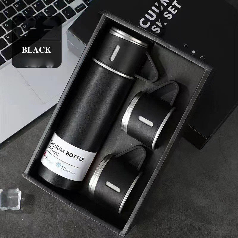 A cup of three-lid thermos cup portable fashion gift box set stainless steel cup