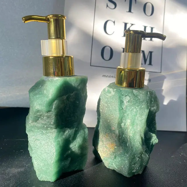 1 PCS Natural Pink Crystal Stone Press Bottle Dispenser 30ml Liquid Dispenser Shower Gel Wash Light Luxury Bathroom Accessory - Julia M LifeStyles