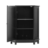 Black Bathroom Cabinet Triangle Corner Storage Cabinet with Adjustable Shelf Modern Style MDF Board
