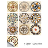 Mosaic 10-Piece Imitation Ceramic Tile Stickers Set for Home Decoration