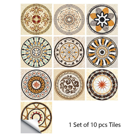 Mosaic 10-Piece Imitation Ceramic Tile Stickers Set for Home Decoration