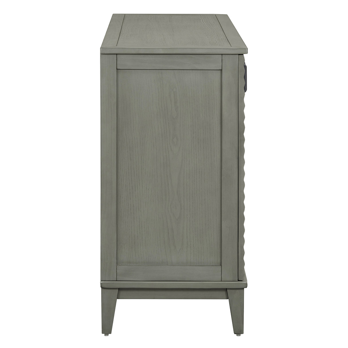 Side panel with 4-door large storage buffet, adjustable shelves and metal handles (antique gray)