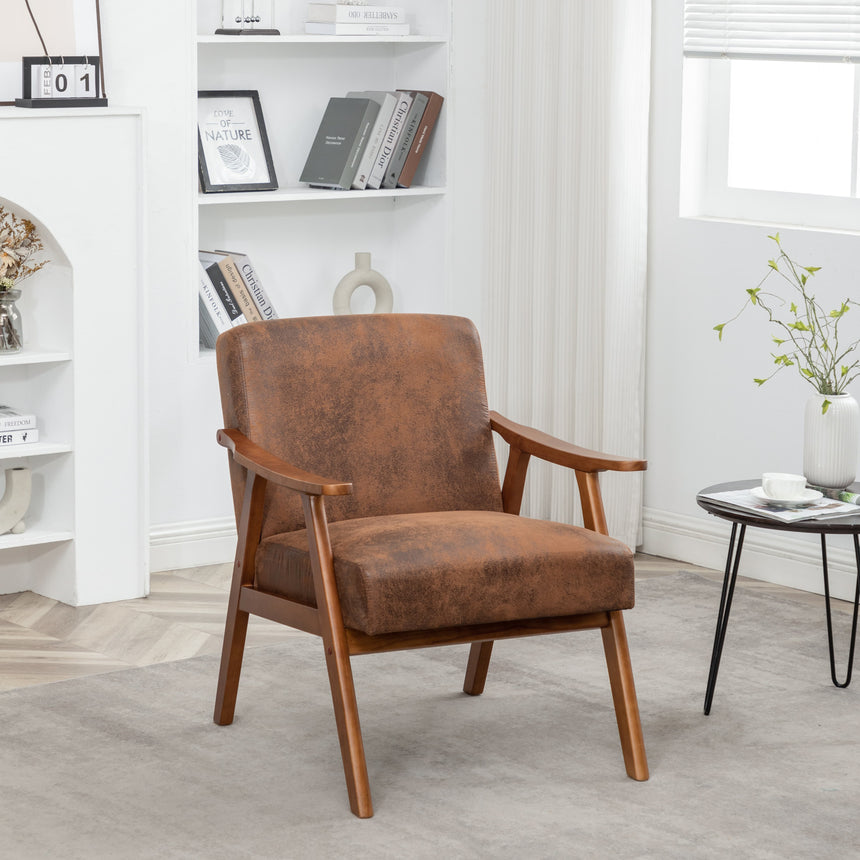 Medieval modern chair, solid wood frame living room chair, accent chair with ultra thick backrest - Julia M LifeStyles