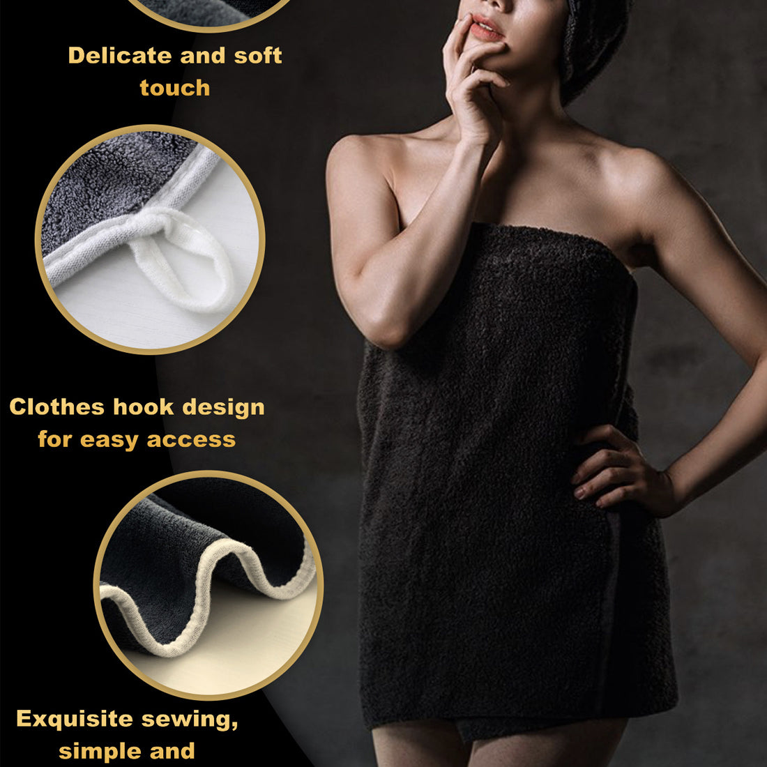 3 Pieces Egyptian Cotton Towels Large Size Bath Sheet Super Soft Towel Bale Set-Gray