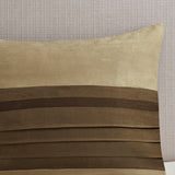 Luxurious 7 PC Pieced Faux Suede Comforter Set in Natural for Queen Size Beds