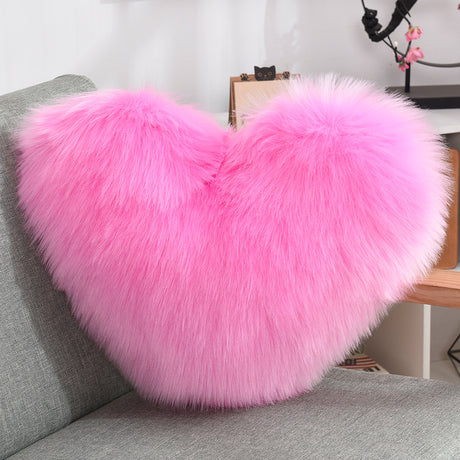 Heart-Shaped Long Plush Fluffy Cushion Cover - Julia M LifeStyles