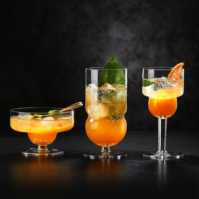 Elegant Glass Stemware for Coffee, Fruit Tea, and Beverages