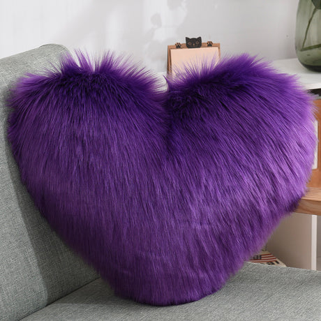 Heart-Shaped Long Plush Fluffy Cushion Cover - Julia M LifeStyles