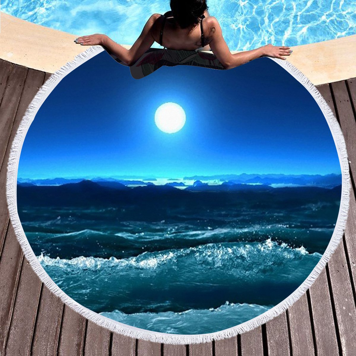 Round landscape Beach towel home textile  Beach Towel Tapestry Blanket