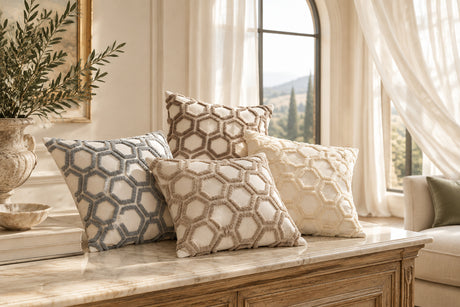 Hive Honeycomb Tufted Throw Pillow Cover, 18 x 18 in