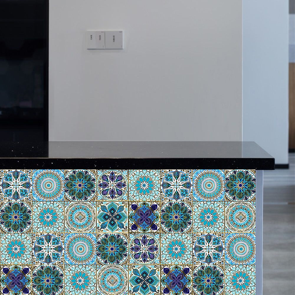 Mosaic 10-Piece Imitation Ceramic Tile Stickers Set for Home Decoration