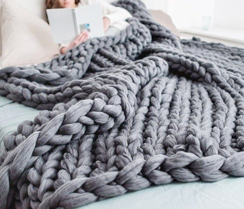 Nordic Thick Wool Hand-Woven Luxury Blanket Julia M Home & Kitchen