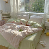 Pure Cotton Simple Contrast Color Four-piece Set Dyed And Washed