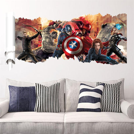 European Style 3D Wall Hole Stickers - Avengers Home Decor