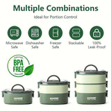 Faridabio Triple Stack Leak-Proof Microwave-Safe Bento Box - 2L Large Capacity Portable Food Container with Invisible Handles, Perfect for Work, School, Camping & Meal Prep (Green), Lunch Box, School Meal Storage, Modern Kitc Julia M LifeStyles