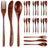 24-Piece Wooden Dinner Cutlery Set 🍴 - Julia M LifeStyles