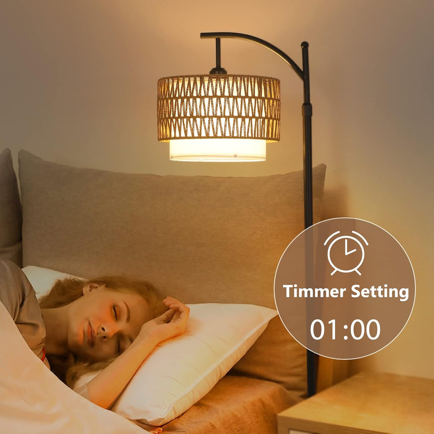 Arc Floor Lamp for Living Room with 3 Color Temperatures, Farmhouse Floor Lamps with Remote & Dimmable Bulb Office Julia M Home & Kitchen
