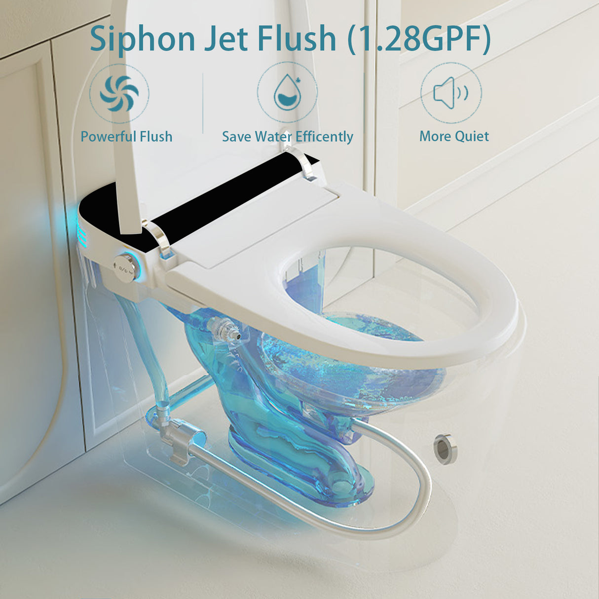 Smart Toilet with Heating, Portable Toilet with Automatic Opening and Closing, 1.28GPF Water Tank Free Toilet, White