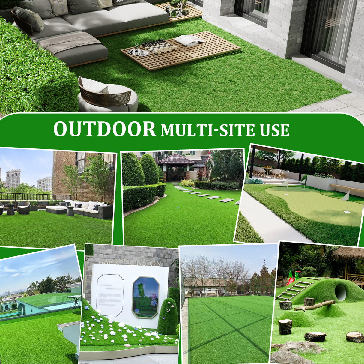 2FTX10FT Outdoor Artificial Grass Runway Blanket, Thick and Realistic Fake Grass Roll Decoration 1.38 "Pile Height