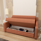 Full size Morden Deisgn vertical Murphy bed with sofa and drawers, white wall bed, space saving hidden bed with new gas pillars