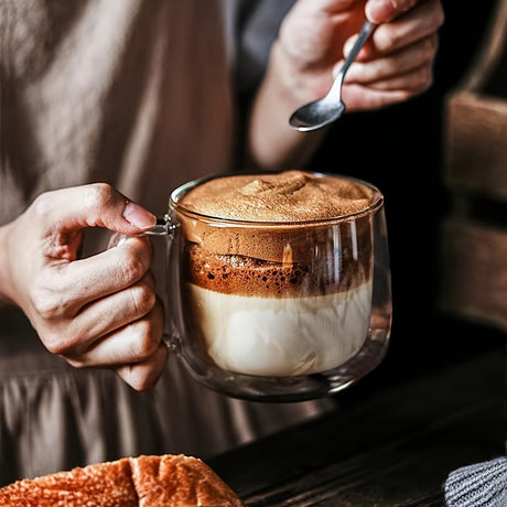 4pcs 10.14oz High Borosilicate Glass Coffee Mugs - Double-Walled, Insulated Cups with Handles for Latte, Cappuccino, Tea - Dishwasher Safe, Reusable & Recyclable Clear Glassware, Coffee Cups - Julia M LifeStyles