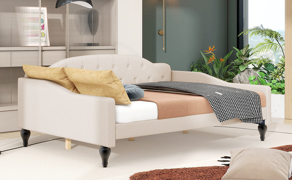 Full Size Upholstered Tufted Daybed Beige - Julia M LifeStyles