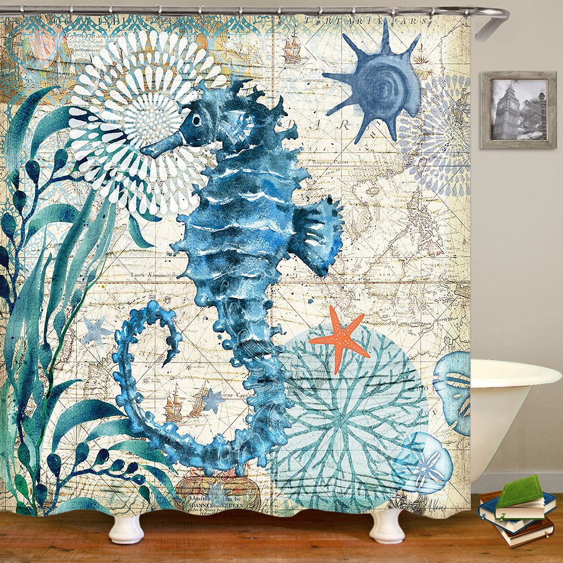 sea worldl Style Pattern Bathroom Shower Curtain