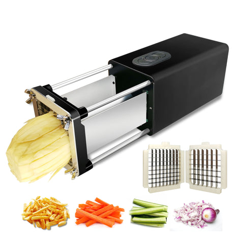 Electric French Fry Cutter with Stainless Steel Blades - Time-Saving and Safe