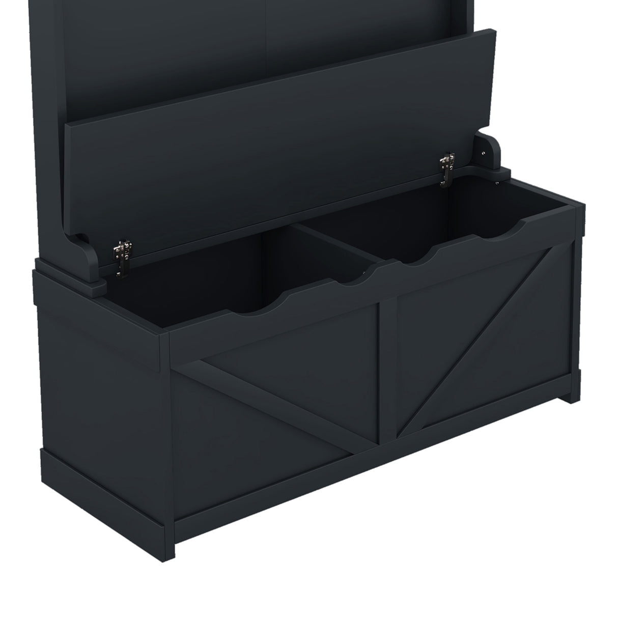 Hall tree with storage desk, entrance desk with drawers and 5 hooks, display rack, dark blue