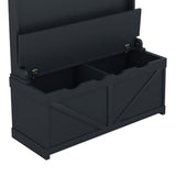 Hall tree with storage desk, entrance desk with drawers and 5 hooks, display rack, dark blue