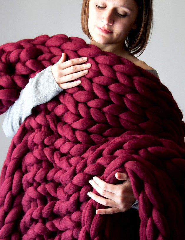 Nordic Thick Wool Hand-Woven Luxury Blanket Julia M Home & Kitchen
