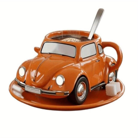[Vintage Racing Car Mug] Vintage Red Racing Car Mug - Large Capacity Glass Coffee Cup with Front Windshield Design, Automotive Decor Cup for Home, Office, Cafe - Gift for Car Lovers (Sturdy Drinkware, Unique, Novelty) Julia M LifeStyles