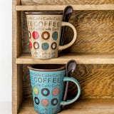 Trendy Ceramic Coffee Cup With Lid Spoon