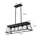 5-light farmhouse pendant light, metal pendant light island fixture, modern rectangular island light, pure black (no bulb) - Julia M LifeStyles