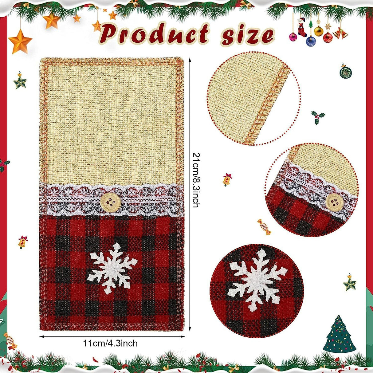 Christmas knife and fork set, Christmas decoration, restaurant decoration, hotel decoration, linen cloth, Christmas knife and fork set Julia M Home & Kitchen