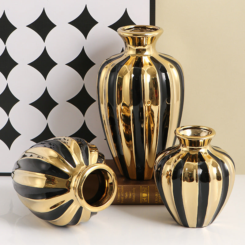 Light luxury ceramic jars creative living room vases flower arrangements ceramic jars dining table decorations handicrafts Julia M Home & Kitchen