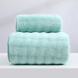 Wide Stripe Dark Stripe Coral Velvet Printing Towels Suit