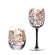 Hand-painted crystal glass wine goblet with four seasons design on premium crystal