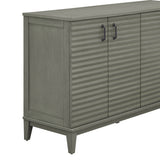 Side panel with 4-door large storage buffet, adjustable shelves and metal handles (antique gray)