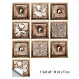 Mosaic 10-Piece Imitation Ceramic Tile Stickers Set for Home Decoration