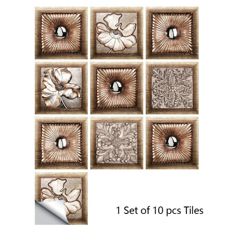 Mosaic 10-Piece Imitation Ceramic Tile Stickers Set for Home Decoration