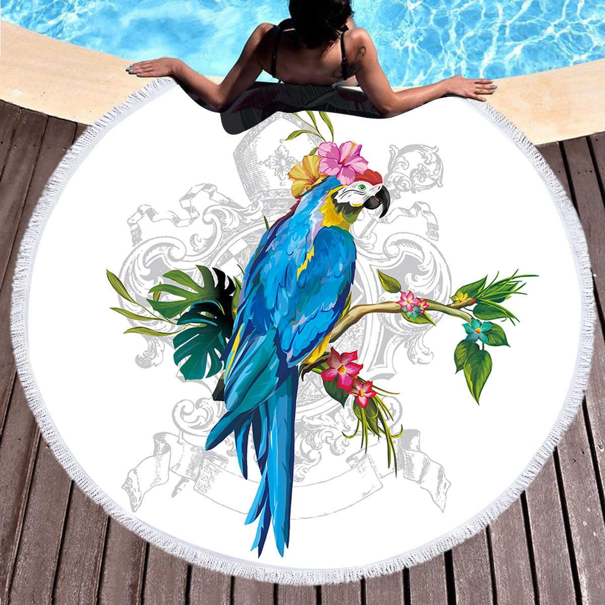 Round Beach towel home textile  Beach Towel Tapestry Blanket Julia M Home & Kitchen