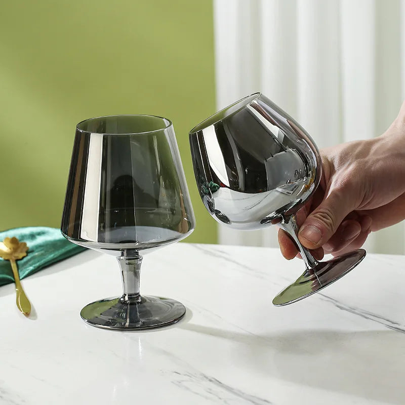 Electroplated Black Crystal Brandy Goblet - Smoky Gray Elegance Julia M Home & Kitchen
