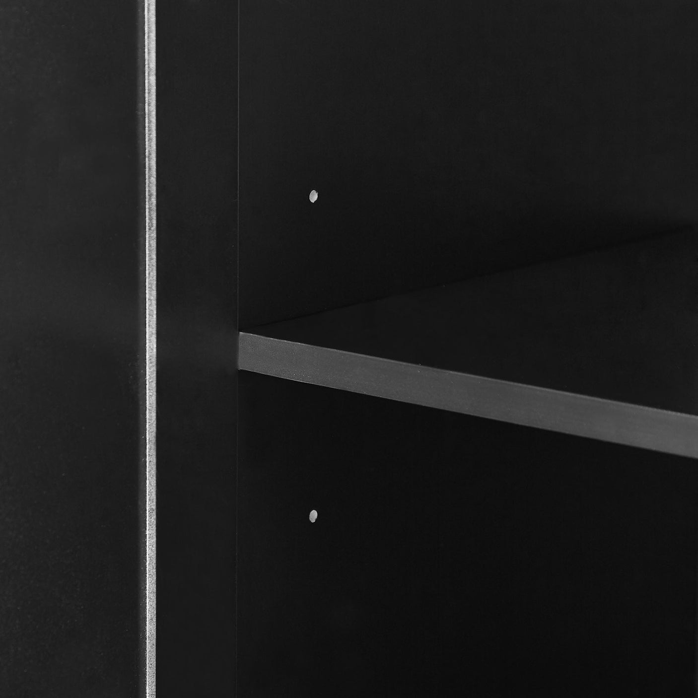 Tall Bathroom Storage Cabinet, Cabinet with Two Doors and Drawers, Adjustable Shelf, MDF Board, Black - Julia M LifeStyles