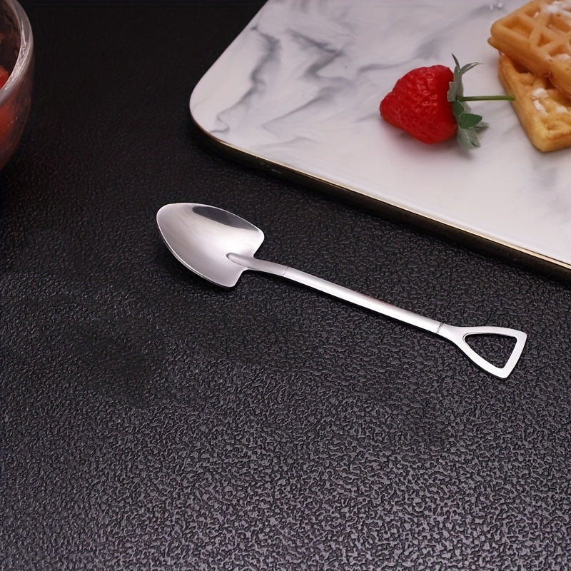 A set of 5 stainless steel ice cream spoons, creative shovel design, suitable for dessert, tea, coffee, family, kitchen, restaurant Julia M LifeStyles