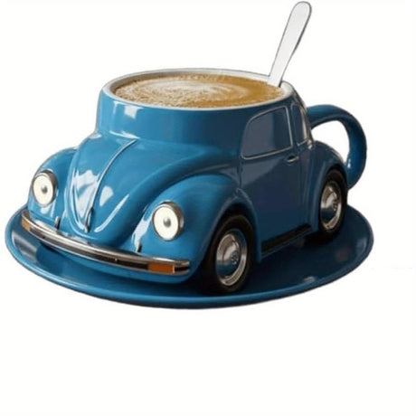 [Vintage Racing Car Mug] Vintage Red Racing Car Mug - Large Capacity Glass Coffee Cup with Front Windshield Design, Automotive Decor Cup for Home, Office, Cafe - Gift for Car Lovers (Sturdy Drinkware, Unique, Novelty) Julia M LifeStyles