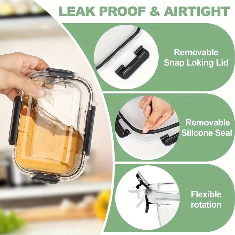 12pcs Glass Food Storage Containers with Leak-Proof Airtight Snap-Lock Lids - Microwave, Oven, Freezer & Dishwasher Safe Square Meal Prep Containers for Lunch, Pantry & Leftovers - Reusable Space-Saving Kitchen Organizers, Ki - Julia M LifeStyles