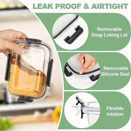 12pcs Glass Food Storage Containers with Leak-Proof Airtight Snap-Lock Lids - Microwave, Oven, Freezer & Dishwasher Safe Square Meal Prep Containers for Lunch, Pantry & Leftovers - Reusable Space-Saving Kitchen Organizers, Ki - Julia M LifeStyles