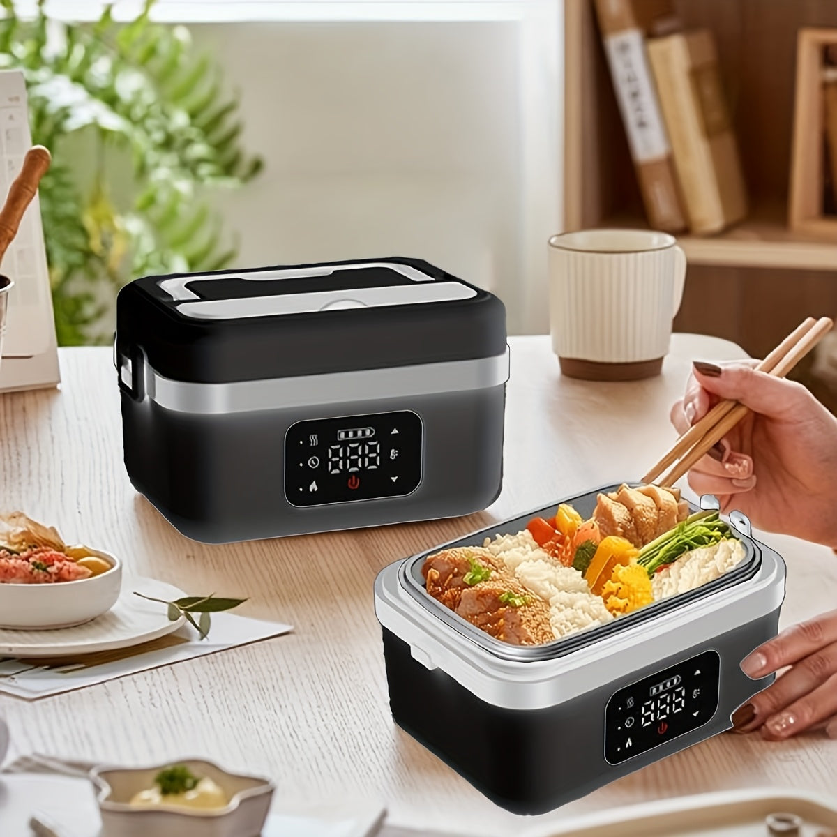 Wireless Electric Insulated Lunch Box - Built-in 8000mAh Battery, 60W Heating Lunch Box 33.81oz Stainless Steel Portable Food Heater, Can Be Used As A Power Bank To Charge Mobile Phones, Suitable For Travel, Cars, Truck Drive Julia M LifeStyles